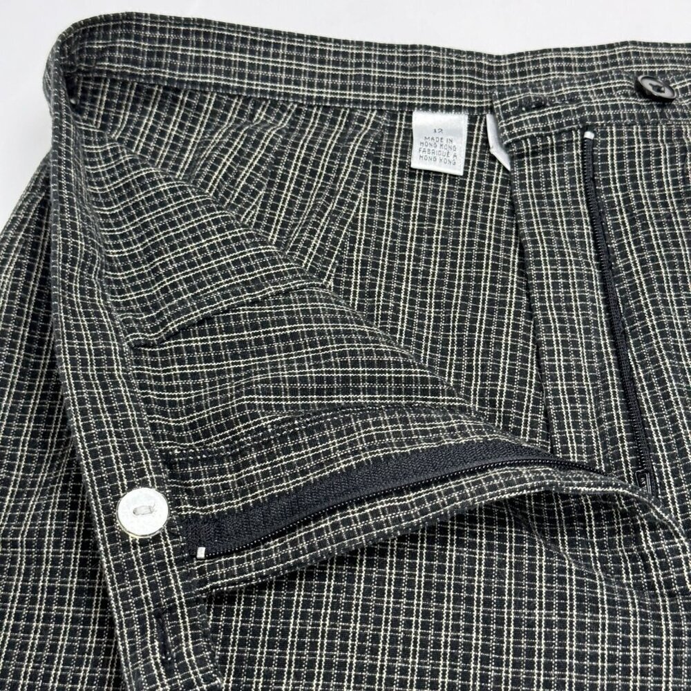 Talbots High-Waisted Tattersall Plaid Work Pants Black/White Size 12P - Picture 11 of 14